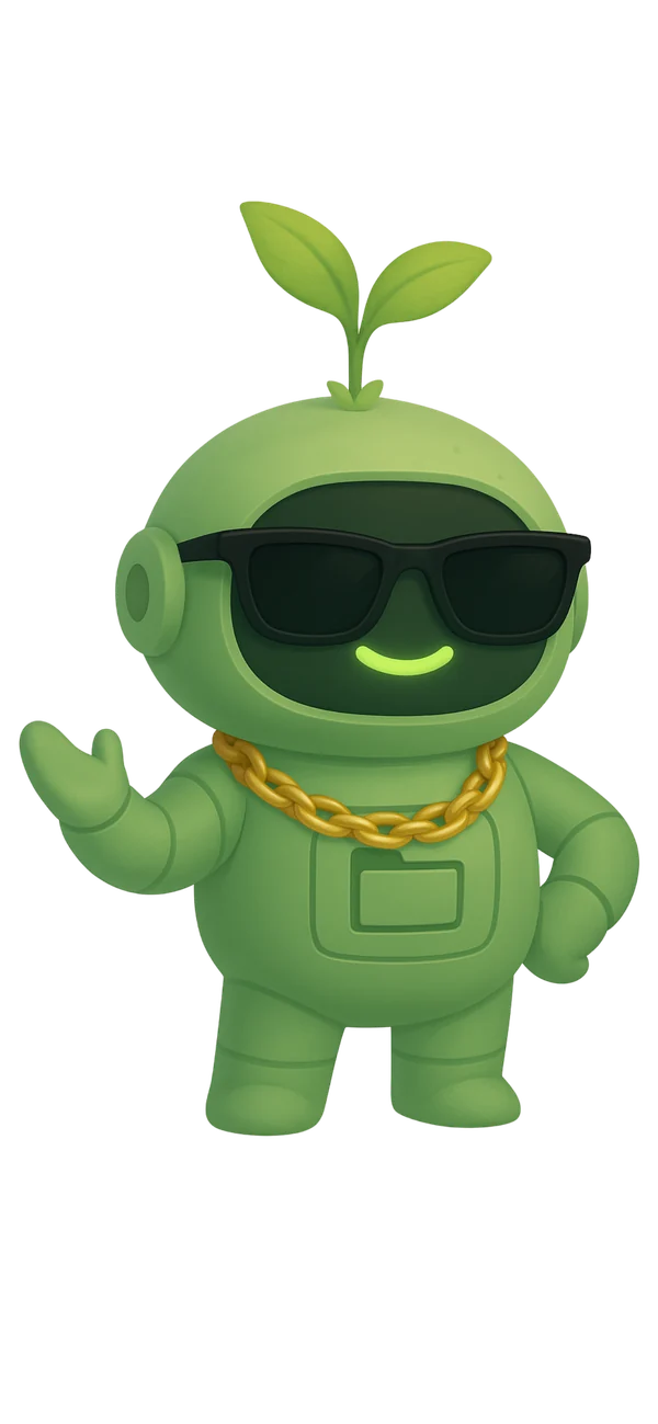 La mascotte MEMO en mode Premium, lunettes de soleil et chaîne dorée